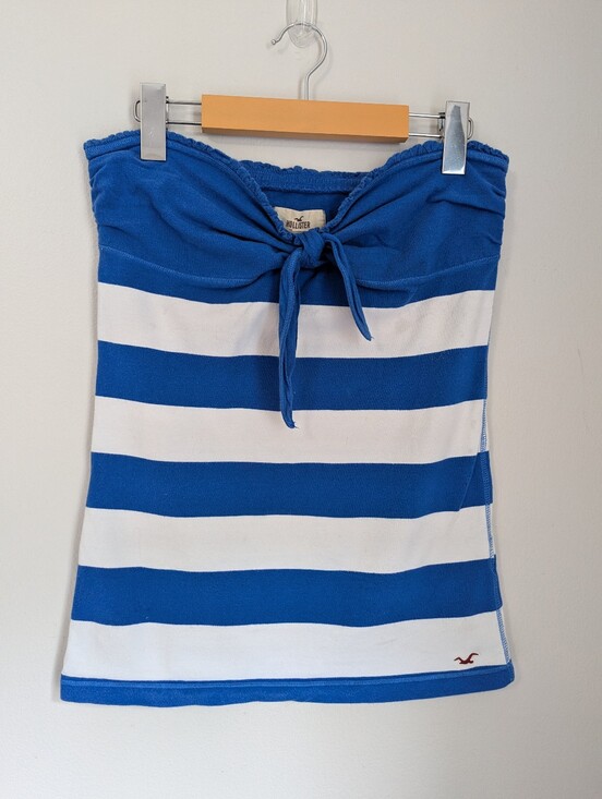 Hollister Tops - Hollister Y2K Strapless Blue & White Stripped Summer Shirt Women's Large